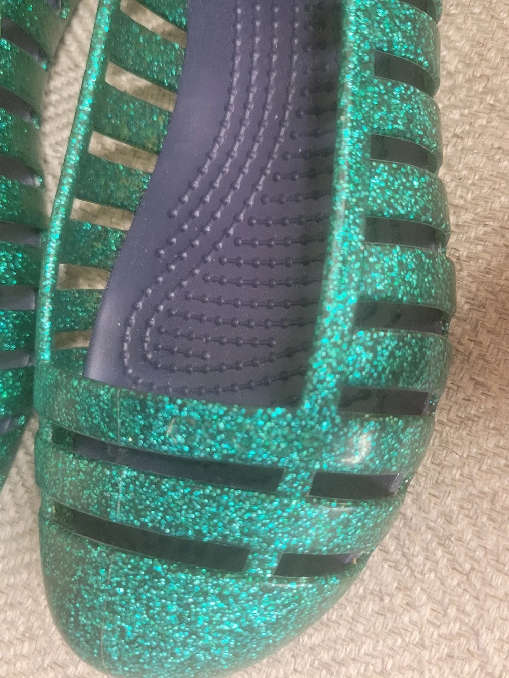 Crocs Girls Green Glitter Slip-On Flats
